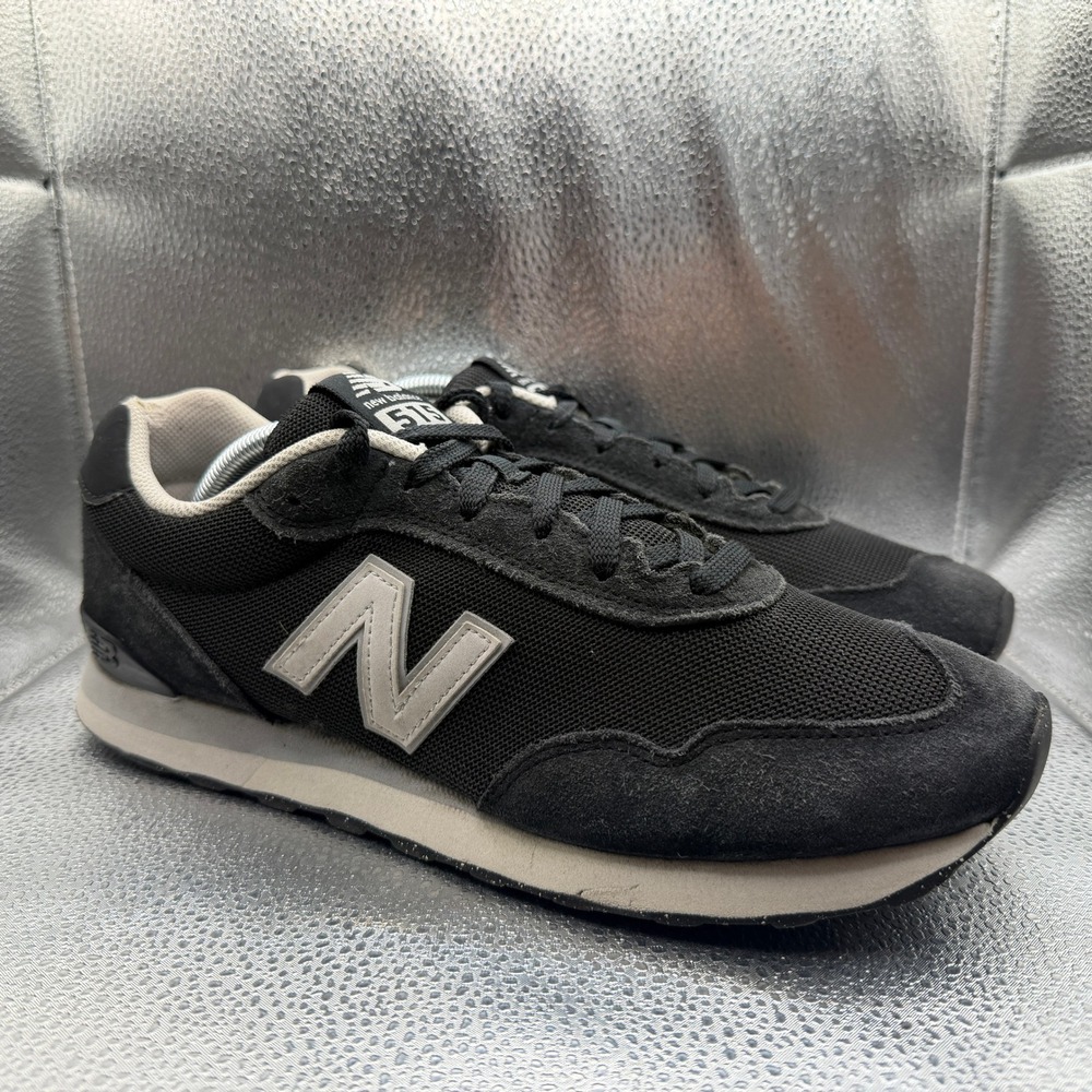 Size 10.5 New Balance 515 Sneakers Mens Black Good ML515BLK Suede Mesh Trainers